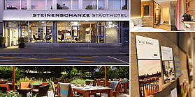 View of the Steinenschanze City Hotel with indoor and outdoor areas.